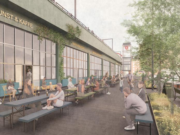 Visualisering af udemiljø ved brobuerne på Nørrebro Station
